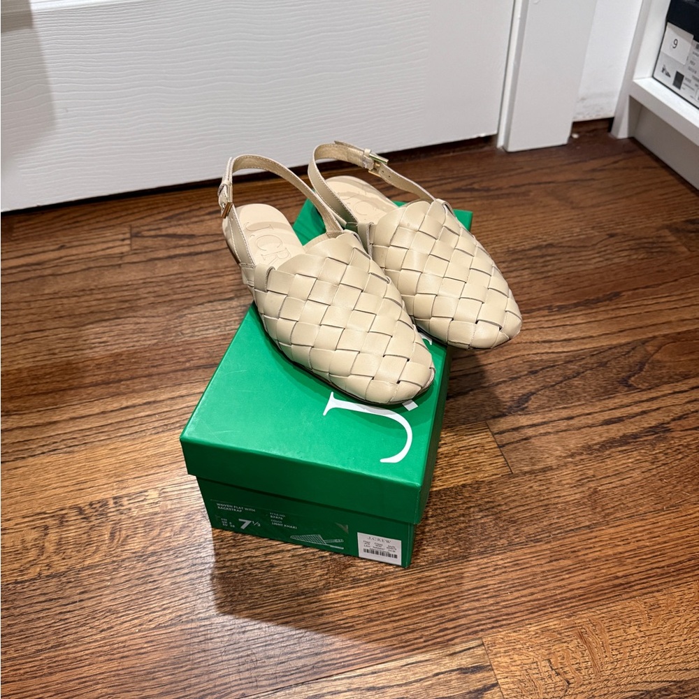 J. Crew Woven Cream Slingback Loafers